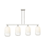 Innovations Lighting Brookhaven Cloche 4 Light 48" Wide Linear Pendant Brushed Satin Nickel / Opal