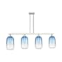 Innovations Lighting Brookhaven Cloche 4 Light 48" Wide Linear Pendant Brushed Satin Nickel / Sapphire Blue