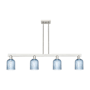 Innovations Lighting Bridal Veil 4 Light 48" Wide Linear Pendant Brushed Satin Nickel / Blue