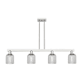 Innovations Lighting Bridal Veil 4 Light 48" Wide Linear Pendant Brushed Satin Nickel / Light Smoke