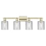 Innovations Lighting Cobbleskill 4 Light 32" Wide Vanity Light Antique Brass / Clear