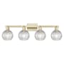 Innovations Lighting Athens 4 Light 33" Wide Vanity Light Antique Brass / Clear Basketweave