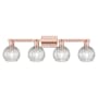 Innovations Lighting Athens 4 Light 33" Wide Vanity Light Antique Copper / Clear Basketweave