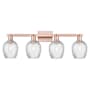 Innovations Lighting Salina 4 Light 33" Wide Vanity Light Antique Copper / Clear Spiral Fluted