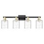 Innovations Lighting Cobbleskill 4 Light 32" Wide Vanity Light Black Antique Brass / Deco Swirl