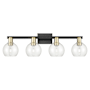 Innovations Lighting Athens 4 Light 33" Wide Vanity Light Black Antique Brass / Clear