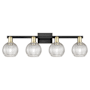 Innovations Lighting Athens 4 Light 33" Wide Vanity Light Black Antique Brass / Clear Basketweave