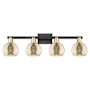 Innovations Lighting Athens 4 Light 33" Wide Vanity Light Black Antique Brass / Mercury