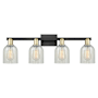 Innovations Lighting Caledonia 4 Light 32" Wide Vanity Light Black Antique Brass / Mouchette