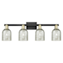 Innovations Lighting Caledonia 4 Light 32" Wide Vanity Light Black Antique Brass / Mica