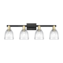 Innovations Lighting Brookfield 4 Light 33" Wide Vanity Light Black Antique Brass / Clear