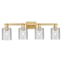 Innovations Lighting Cobbleskill 4 Light 32" Wide Vanity Light Brushed Brass / Clear