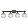 Innovations Lighting Athens 4 Light 33" Wide Vanity Light Matte Black / Clear Basketweave