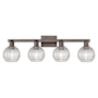 Innovations Lighting Athens 4 Light 33" Wide Vanity Light Oil Rubbed Bronze / Clear Basketweave