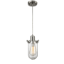 Innovations Lighting Centri 5" Wide Mini Pendant - Cord Suspension - ST18 Bulb Compatible Brushed Satin Nickel / Clear