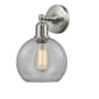 Innovations Lighting Sphere Single Light 13" Tall Bathroom Sconce Brushed Satin Nickel / Clear