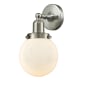 Innovations Lighting Globe Single Light 12" Tall Bathroom Sconce Brushed Satin Nickel / Matte White
