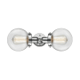 Innovations Lighting Globe 2 Light 14" Wide Bathroom Vanity Light Polished Chrome / Clear