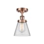 Innovations Lighting Cone 6" Wide Semi-Flush Ceiling Fixture Antique Copper / Clear