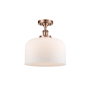 Innovations Lighting Bell 12" Wide Semi-Flush Ceiling Fixture Antique Copper / Matte White