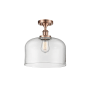 Innovations Lighting Bell 12" Wide Semi-Flush Ceiling Fixture Antique Copper / Clear