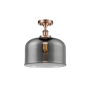 Innovations Lighting Bell 12" Wide Semi-Flush Ceiling Fixture Antique Copper / Plated Smoke