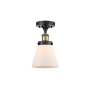 Innovations Lighting Cone 6" Wide Semi-Flush Ceiling Fixture Black Antique Brass / Matte White