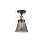 Innovations Lighting Cone 6" Wide Semi-Flush Ceiling Fixture Black Antique Brass / Plated Smoke