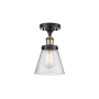 Innovations Lighting Cone 6" Wide Semi-Flush Ceiling Fixture Black Antique Brass / Seedy