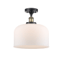 Innovations Lighting Bell 12" Wide Semi-Flush Ceiling Fixture Black Antique Brass / Matte White