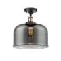 Innovations Lighting Bell 12" Wide Semi-Flush Ceiling Fixture Black Antique Brass / Plated Smoke
