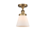 Innovations Lighting Cone 6" Wide Semi-Flush Ceiling Fixture Brushed Brass / Matte White