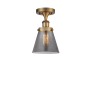 Innovations Lighting Cone 6" Wide Semi-Flush Ceiling Fixture Brushed Brass / Plated Smoke