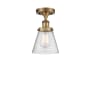 Innovations Lighting Cone 6" Wide Semi-Flush Ceiling Fixture Brushed Brass / Seedy
