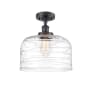 Innovations Lighting Bell 12" Wide Semi-Flush Ceiling Fixture Matte Black / Clear Deco Swirl
