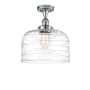 Innovations Lighting Bell 12" Wide Semi-Flush Ceiling Fixture Polished Chrome / Clear Deco Swirl