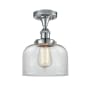 Innovations Lighting Large Bell 8" Wide Semi-Flush Ceiling Fixture Polished Chrome / Clear