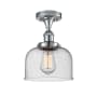 Innovations Lighting Large Bell 8" Wide Semi-Flush Ceiling Fixture Polished Chrome / Seedy