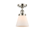 Innovations Lighting Cone 6" Wide Semi-Flush Ceiling Fixture Polished Nickel / Matte White