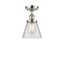 Innovations Lighting Cone 6" Wide Semi-Flush Ceiling Fixture Polished Nickel / Clear
