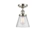 Innovations Lighting Cone 6" Wide Semi-Flush Ceiling Fixture Polished Nickel / Seedy