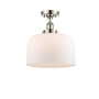 Innovations Lighting Bell 12" Wide Semi-Flush Ceiling Fixture Polished Nickel / Matte White