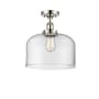 Innovations Lighting Bell 12" Wide Semi-Flush Ceiling Fixture Polished Nickel / Clear