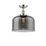 Innovations Lighting Bell 12" Wide Semi-Flush Ceiling Fixture Polished Nickel / Plated Smoke