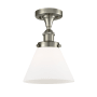 Innovations Lighting Large Cone 8" Wide Semi-Flush Ceiling Fixture Brushed Satin Nickel / Matte White