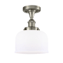 Innovations Lighting Large Bell 8" Wide Semi-Flush Ceiling Fixture Brushed Satin Nickel / Matte White