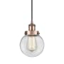 Innovations Lighting Beacon 6" Wide Mini Pendant Antique Copper / Clear
