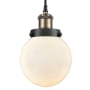 Innovations Lighting Beacon 6" Wide Mini Pendant Black Antique Brass / Matte White