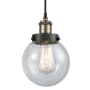 Innovations Lighting Beacon 6" Wide Mini Pendant Black Antique Brass / Seedy