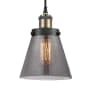 Innovations Lighting Cone 6" Wide Mini Pendant with Shade Black Antique Brass / Plated Smoke